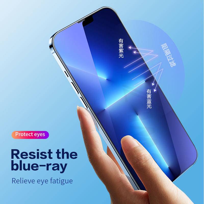 Pelindung Layar Tempered Glass Anti Blue Light Untuk iPhone 13 12 11 Pro MAX Mini X XS MAX XR SE 2022 2020 6 6s 7 8 Plus