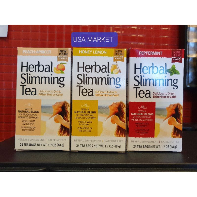 

21st Century Herbal Slimming Tea Honey Lemon - Peppermint - Peach Apricot 24 tea bags Teh Herbal USA