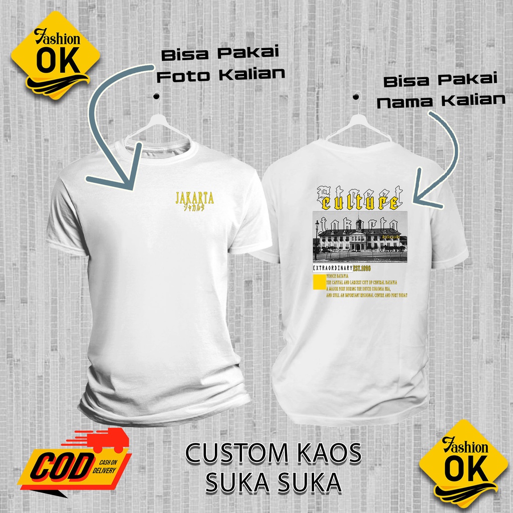 t-shirt baju kaos pria wanita lengan pendek estetik a4 happines kaos custom foto sendiri kata-kata b