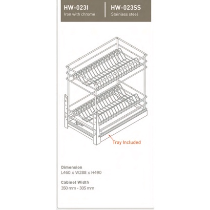[RESTOCK] RAK PIRING BAWAH STAINLESS CHROME TACO (HW 023i)