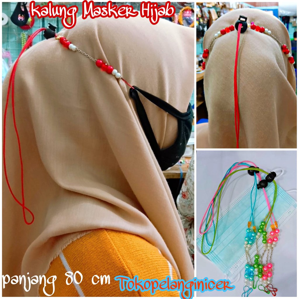 Kalung Masker hijab   Tali Gantungan Masker Kalung Masker Hijab 2 in 1 kalung masker mutiara