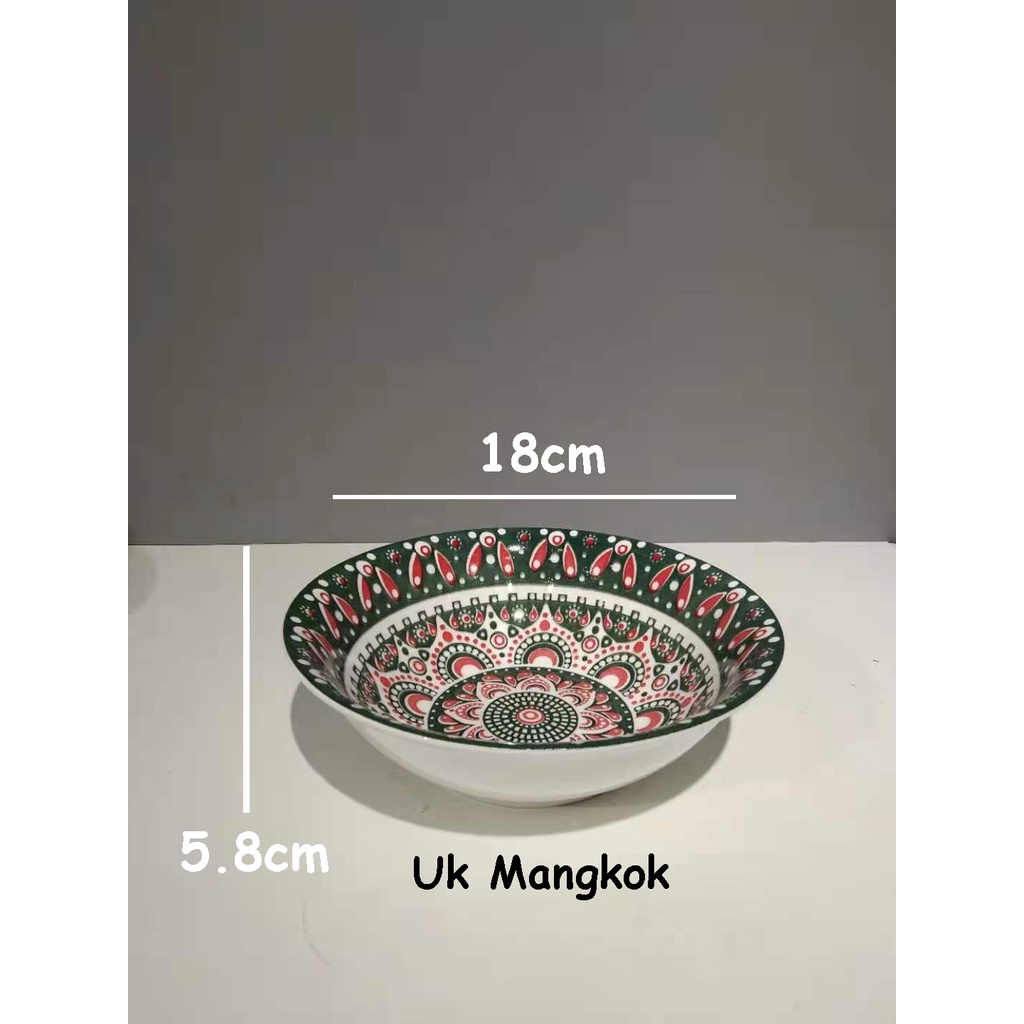 Piring Keramik dan Mangkok Keramik Motif Batik Ukuran 18cm