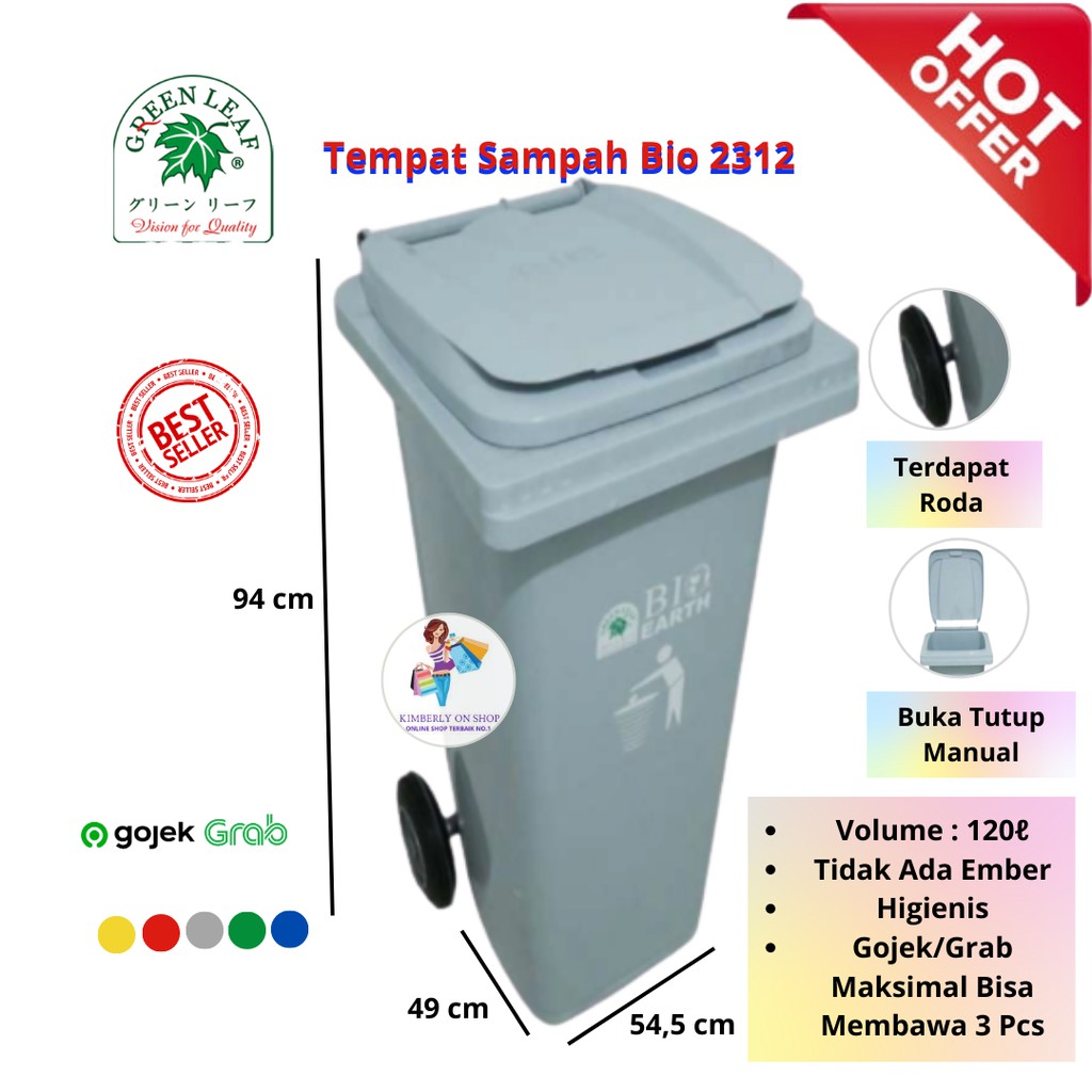 Tempat sampah BIO Dustbin 120 liter 2312 green leaf
