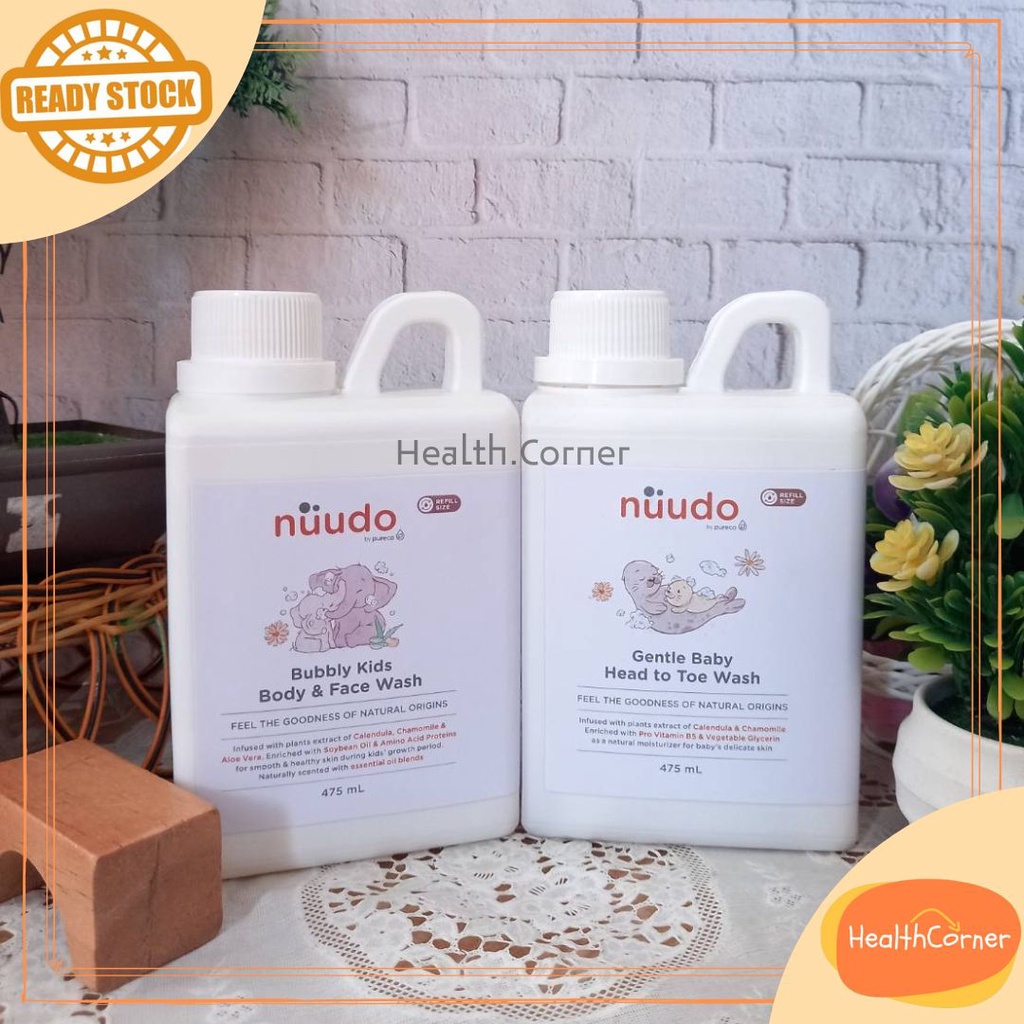 Pureco Nuudo Face &amp; Body Kids Baby Bubbly Gentle Wash and Shampoo 475ml - Sabun Mandi Anak/Bayi