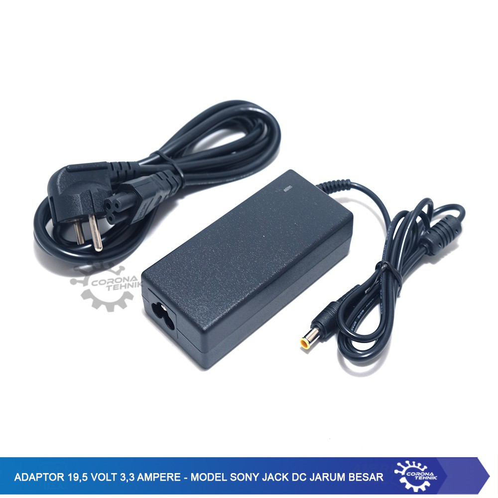 Model Sony Jack DC Jarum Besar - Adaptor 19,5 Volt 3,3 Ampere