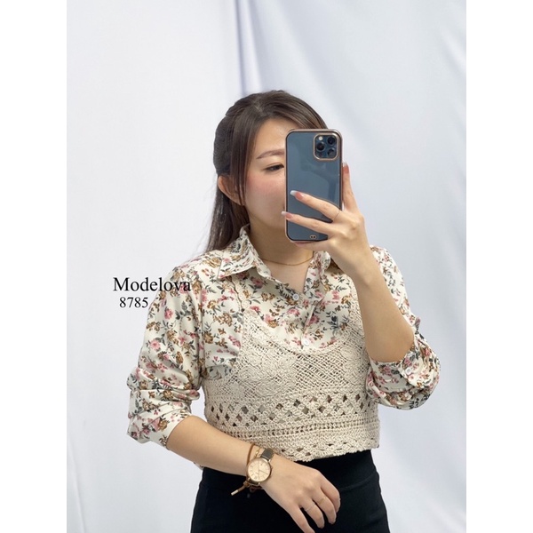 MDLV ~ 8785 SORA 2PCS SET BLOUSE KOREA KEMEJA KOREA SET KEMEJA &amp; VEST FASHION KOREA FASHION IMPORT