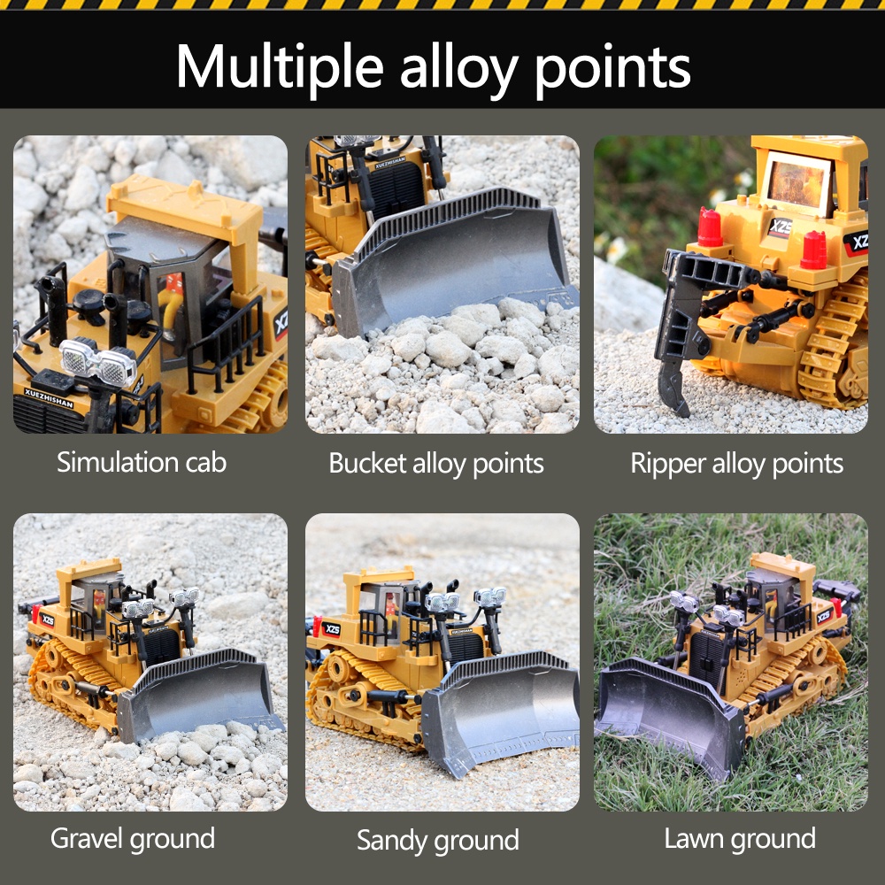 PROMO TERBARU Mainan Bulldozer Remote Control Bulldozer RC Mainan Mobil Kontruksi Front Loader Lampu