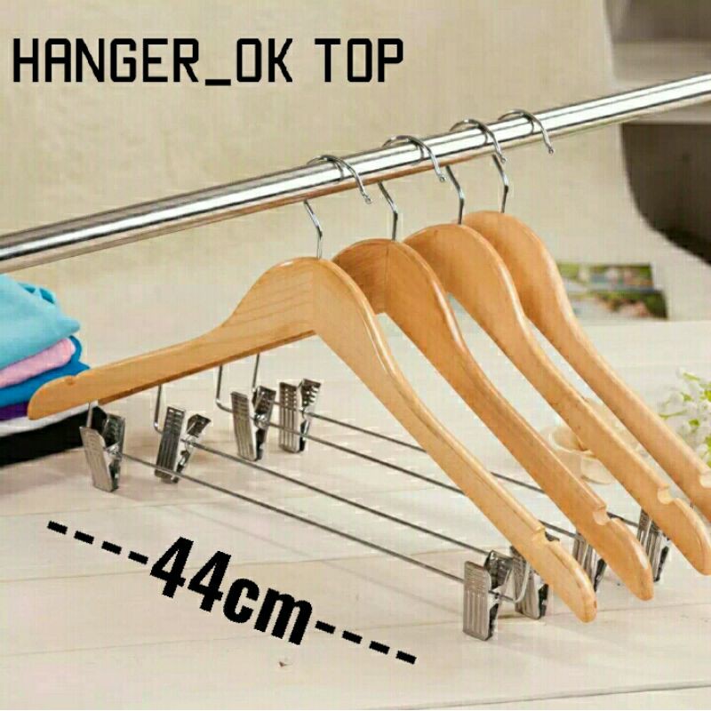 hanger kayu palang jepit besi warna natural