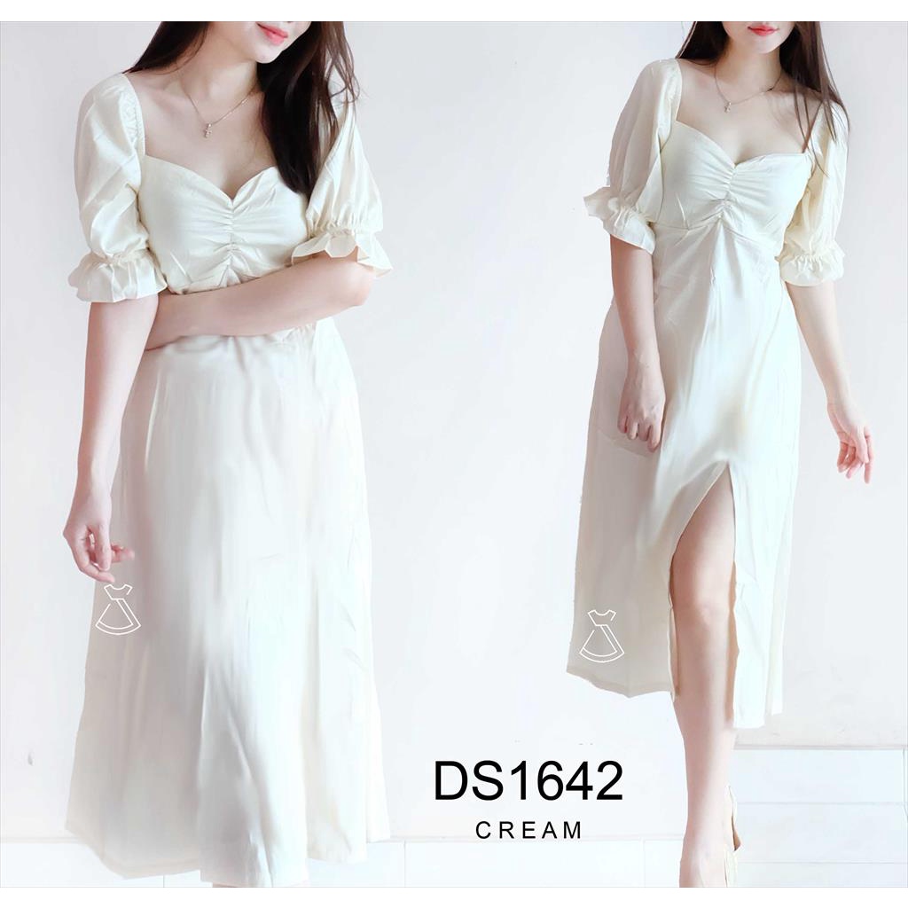 DS1642 - Dress Midi Rayon  Korean Look Dress Party