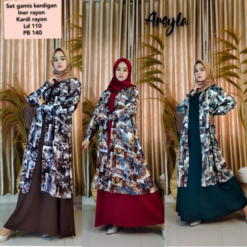set gamis cardigan