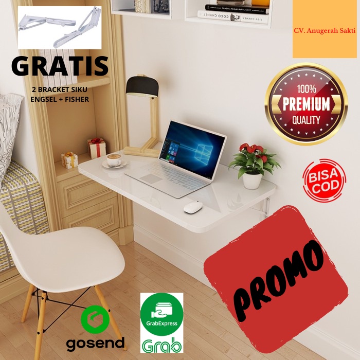 Ambalan dinding Rak besi brecket kayu Meja lipat laptop belajar anak 60 x 40 / MEJA GAMING / MEJA KE