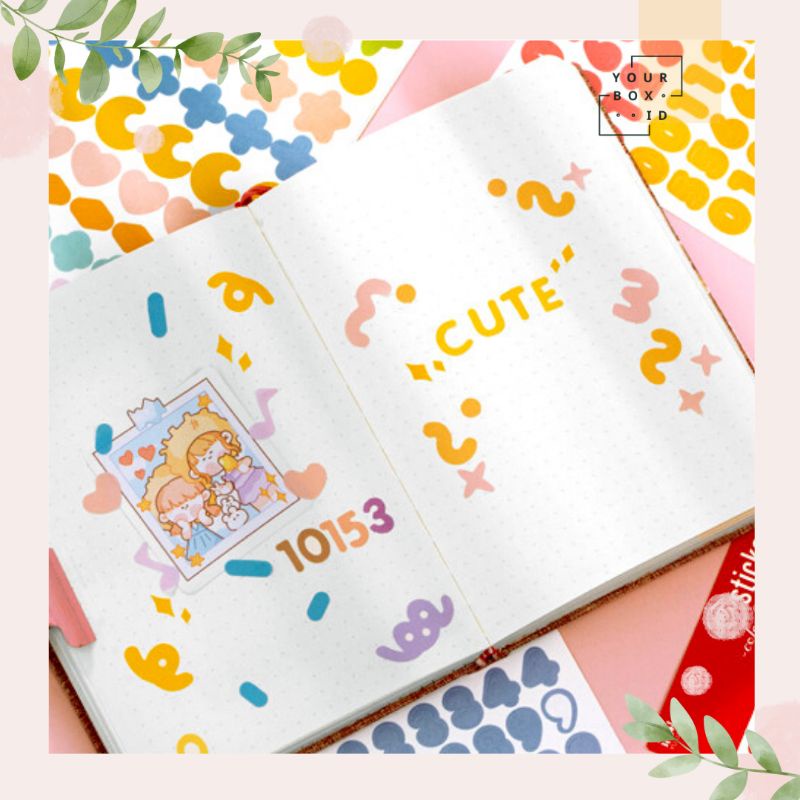 

2pcs Sticker Sheet Alphabet Number Deco / Stiker Huruf Angka Deco / Label stiker Journal
