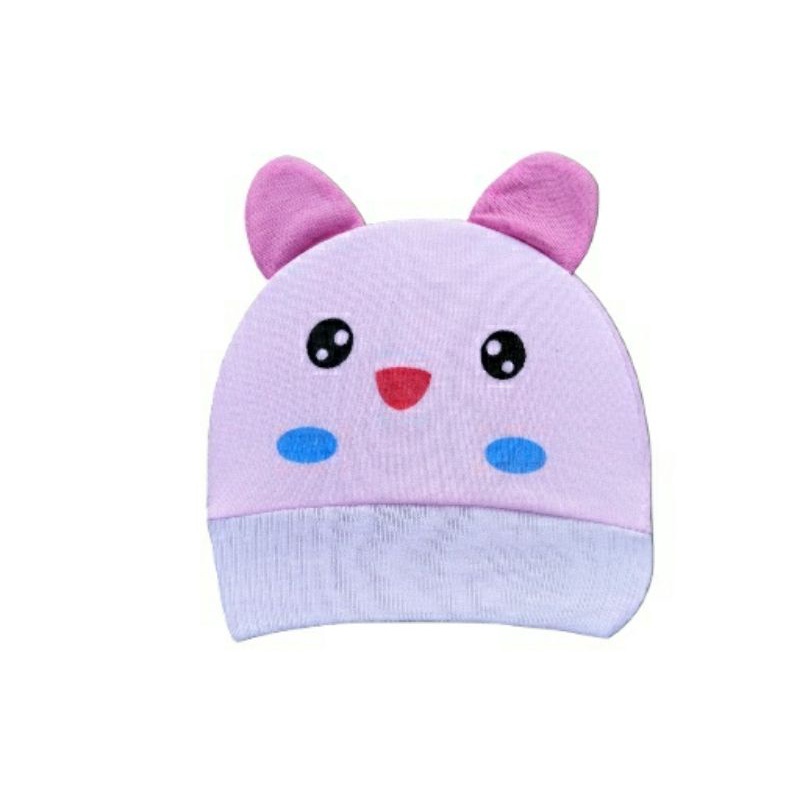 TOPI BULAT KUPING SABLON PE ISI 1 LUSIN / Topi Bayi Motif Random Rambut Isi 12 Pcs / Topi Kupluk Bayi Topi Bayi Baru Lahir Topi Bayi Cowok Cewek Newborn