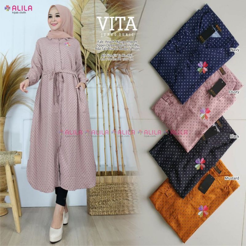 Vita Jumbo Tunik By Alila Fab Peach Mango Import Ld 110cm Pj 120cm Fit To XXL Busui Jaladara Fashion