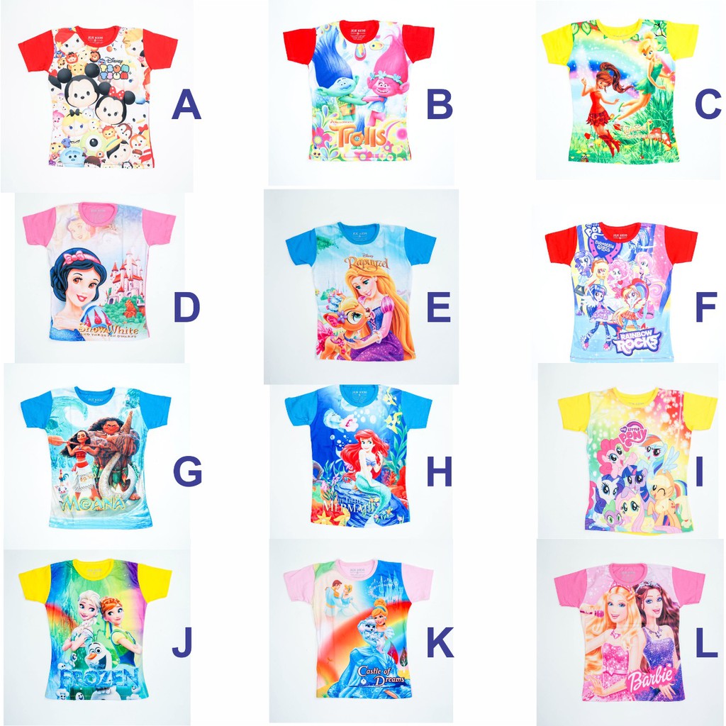 GROSIR TERMURAH KAOS PRINTED KARAKTER MOTIF CEWEK SZ 6-9TH