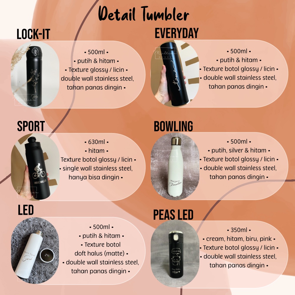 Tumbler Custom Laser GRAFIR - [[Harga SATUAN]] kado unik cocok untuk kado / couple - botol termos - FREE CUSTOM NAMA - tumbler LED, sakura, niagara, peas tumbler, tumbler sport, tumbler bowling - botol minum-8