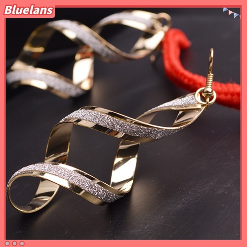 Bluelans Women Spiral Scrub Hook Dangle Earrings Wedding Engagement Bridal Jewelry Gift