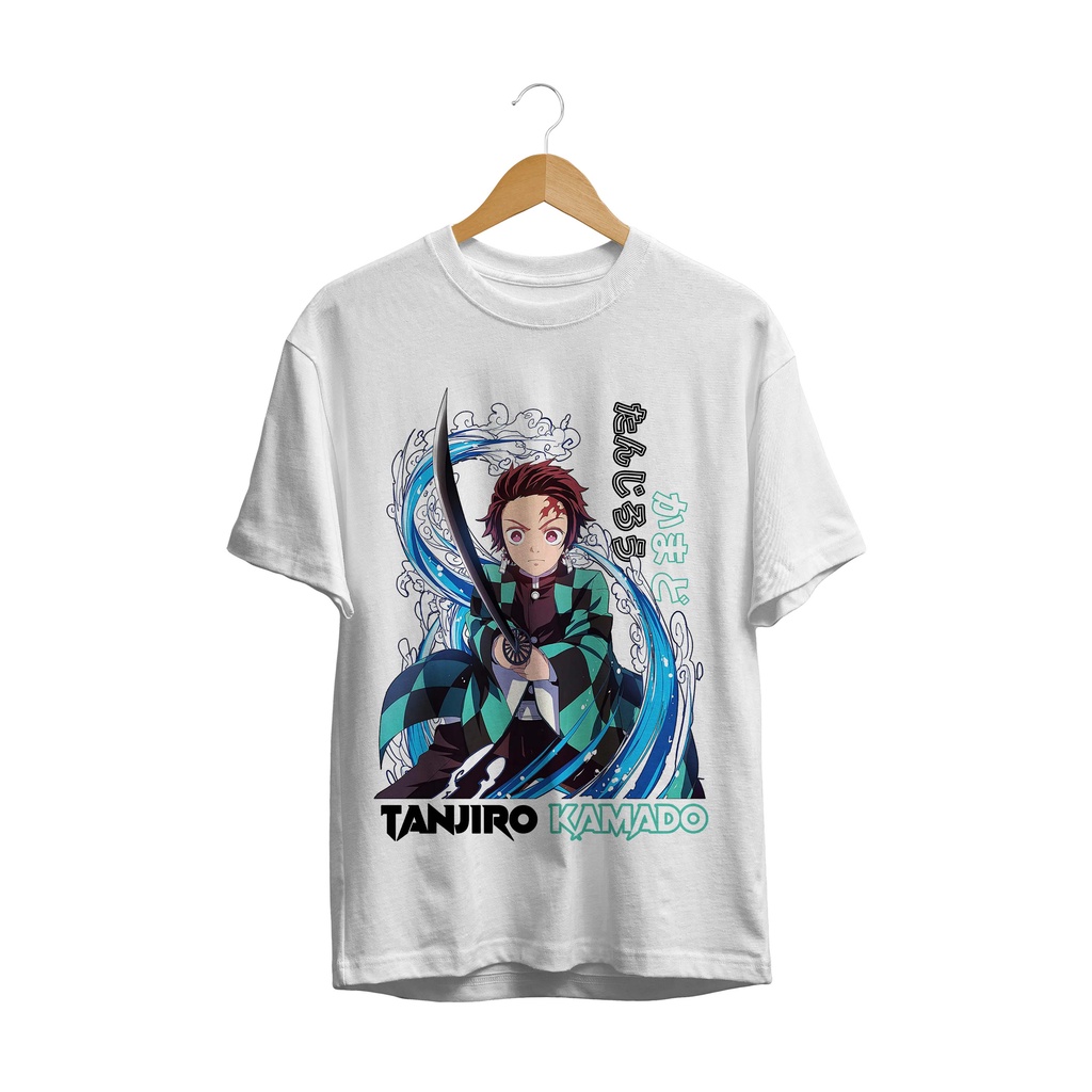 KAOS T-SHIRT ANIME KAMADO TANJIRO WAVE BLUE  MANGA JAPAN ORIGINAL DISTRO