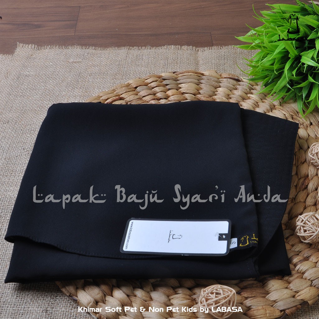 Labasa Jilbab Khimar Anak Syari Pet &amp; Non Pet Hitam Polos &amp; Aneka Warna