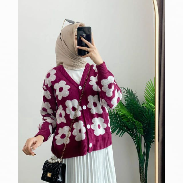 KARDIGAN FLOWERS / KOREAN CARDI TERBARU / DAISY FLOWER CARDIE / CARDIGAN WANITA BUNGA / ATASAN WANITA KEKINIAN / KARDI WANIITA