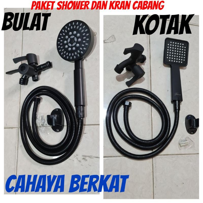 paket shower black hitam + kran cabang PROMO