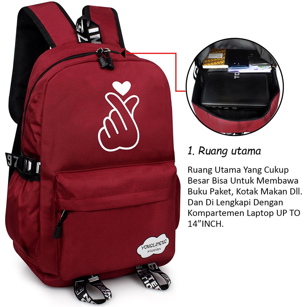 Tas Ransel Sekolah Anak Perempuan Tas Laptop 14 inch Import - Distributor Tas