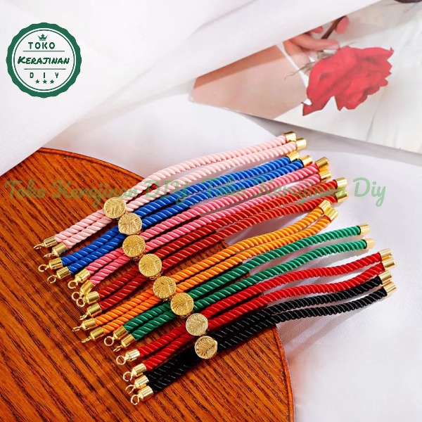 Gelang Tali Serut Polos Model Kait Pandora Untuk Liontin Inisial Charm Emas