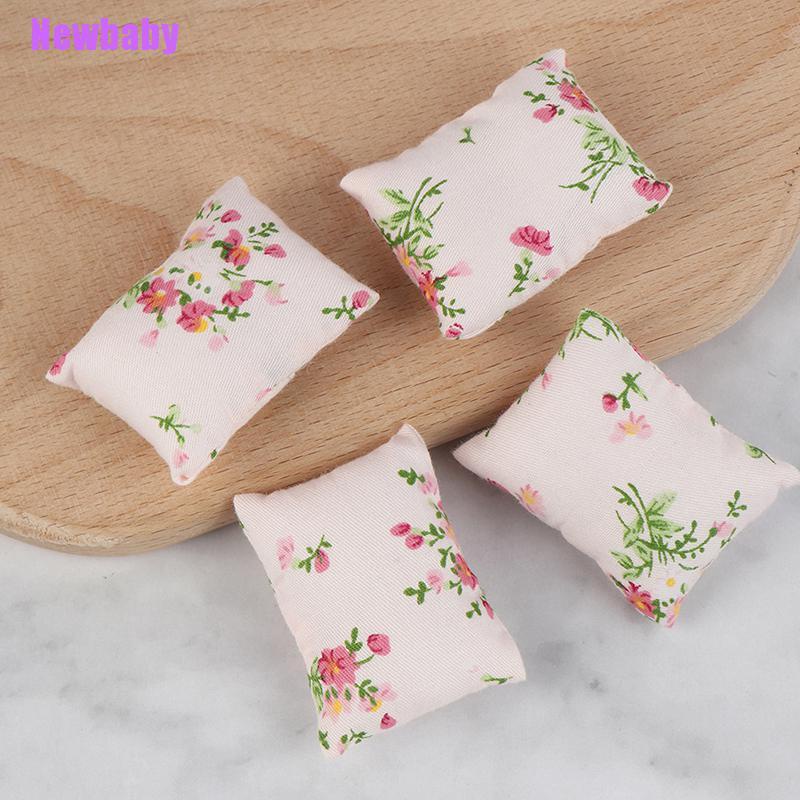 (Newbaby) 3pcs / Set Miniatur Sofa + Bantal Bahan Kayu Skala 1: 12 Untuk Dekorasi Rumah Boneka