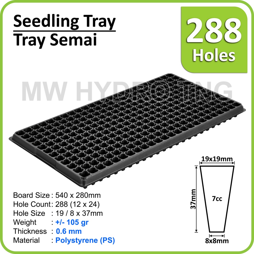 1 Dus (150 Pcs) - Tray Semai / Seedling Tray - 288 lubang - 0.6 mm