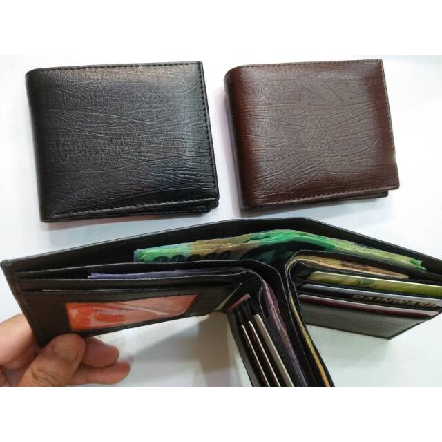 Dompet cowo 3 ruang polos lipat pendek