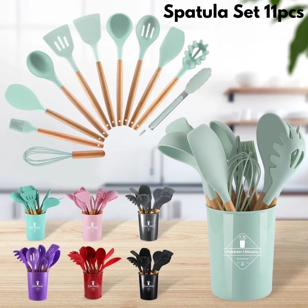 Silikon Spatula Silicone Sodet Alat Masak Set 12pcs Spatula Steak Clip Set Oil Brush Kitchen Cooking