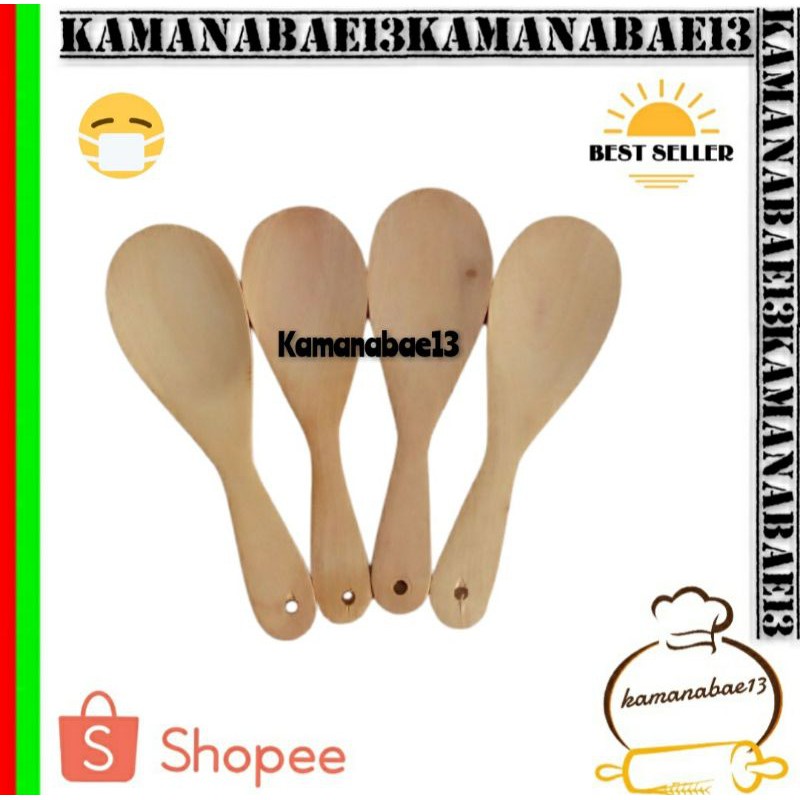 2 pcs centong kayu polos/centong makan unik