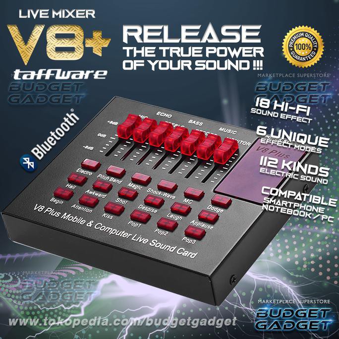 Sound card Live Mixer V8 Plus Bluetooth Audio USB External Soundcard Mic condenser taff studio bm1