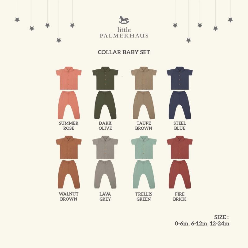 Baju Bayi Setelan Piyama Baju Tidur Anak 0-24 Bulan Palmerhaus Collar Baby Set