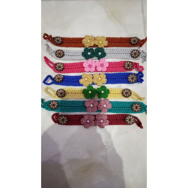 Konektor masker rajut, bunga cantik