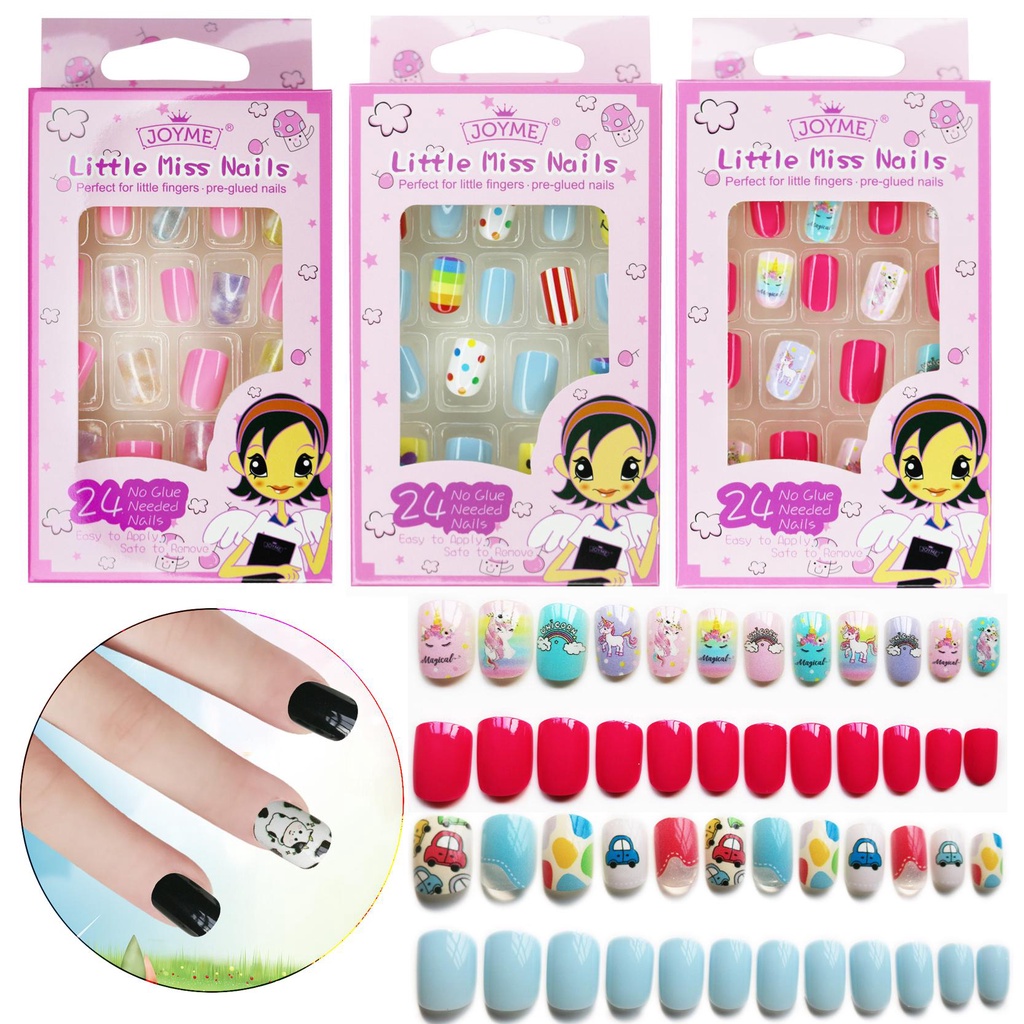 Mxbeauty Tips Kuku Palsu Anak Kartun Lovely Full Cover Fake Nail
