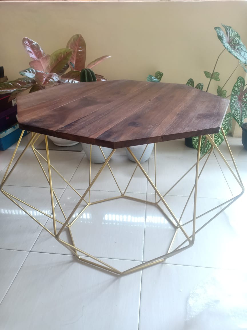 Meja Tamu Minimalis Segi 8 Hexagon Teras Coffee Table Diameter 60 Cm