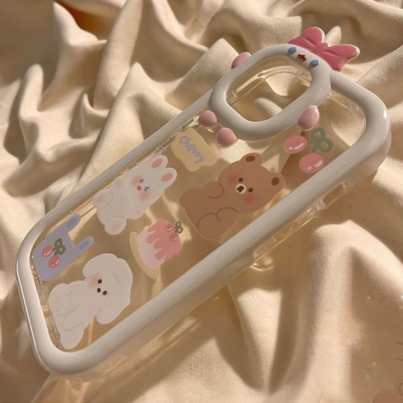 Case Samsung A14 A04 A13 A12 A53 A52 A03 A50 A04E A50s A52s A51 A32 A04s A30s A03s A22 A23 A31 A21s A73 A02s A11 A71 A53 3D Bow Little Monster Lensa Beruang Cherry Lucu Puppy Soft Case