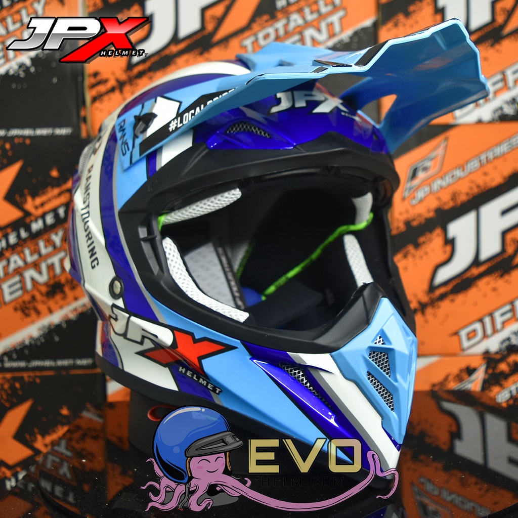 HELM JPX CROSS_BARONG SPECIAL EDITION PEPSI BLUE GLOSS ORIGINAL HELM JPX CROSS BARONG RANS SPECIAL EDITION JPX HELM TRAIL KLX JPX HELM JPX TERBARU