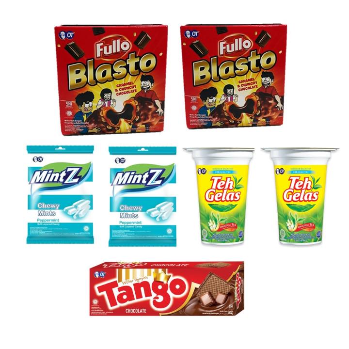 Fullo Blasto Wafer Coklat + Mintz Permen Peppermint + Tango Wafer Cokelat + Teh Gelas [Parcel OT 1]