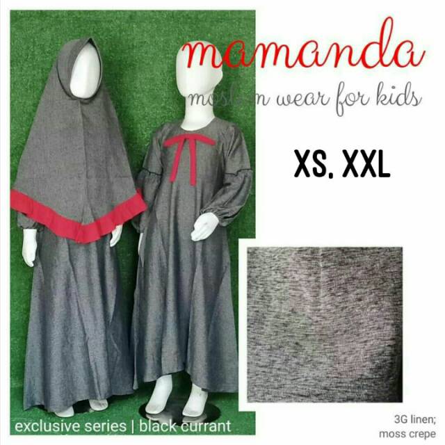 Gamis anak Mamanda black currant ukuran L