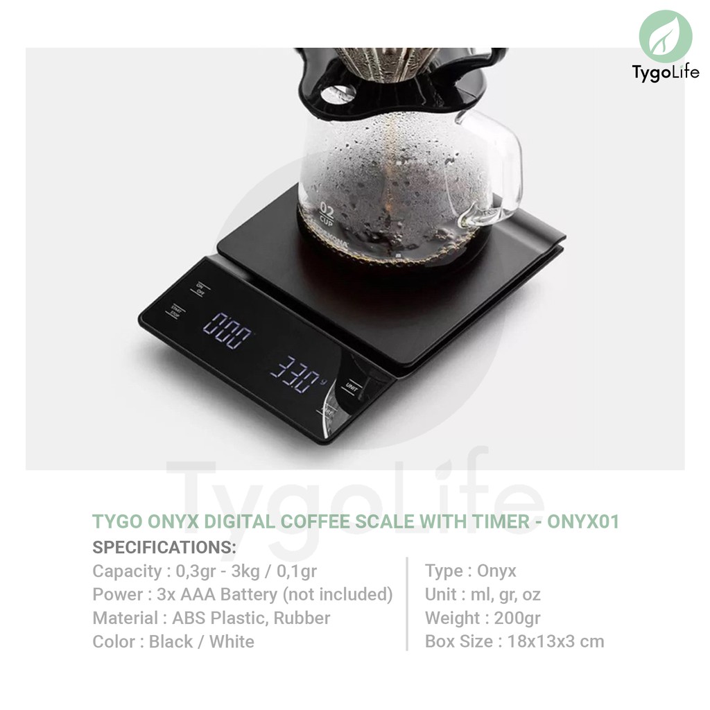 TYGO ONYX DIGITAL COFFEE SCALE WITH TIMER V60 DRIP COFFEE / TIMBANGAN DIGITAL