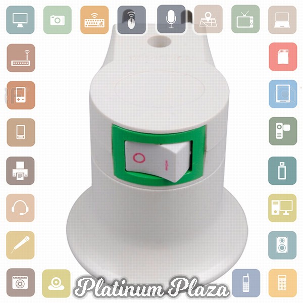 Fitting E27 Lampu Bohlam Portable EU Plug - White`E3M10Y-