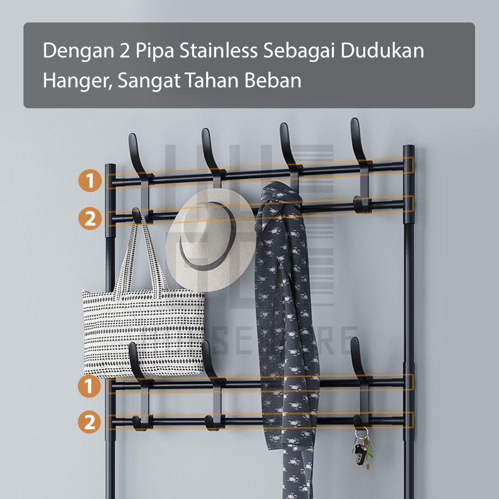 HUGO Rak Sepatu Serbaguna Multifungsi Stand Hanger Gantungan Baju Topi Minimalis