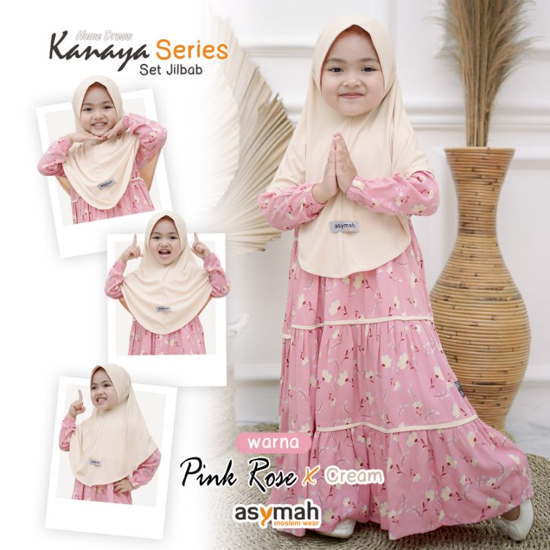 ASYMAH GAMIS SYARI ANAK PEREMPUAN KANAYA SERIES PINK ROSE - GAMIS COUPLE IBU DAN ANAK
