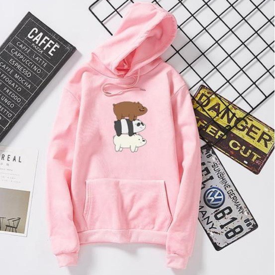 STACKED UP BEAR HOODIE JUMPER - ATASAN TEBAL TERLARIS