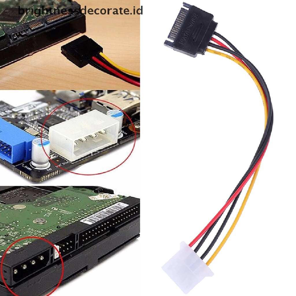 Kabel Power Adapter Sata To Ide 15 Pin Sata Male To Molex Ide 4 Pin Female