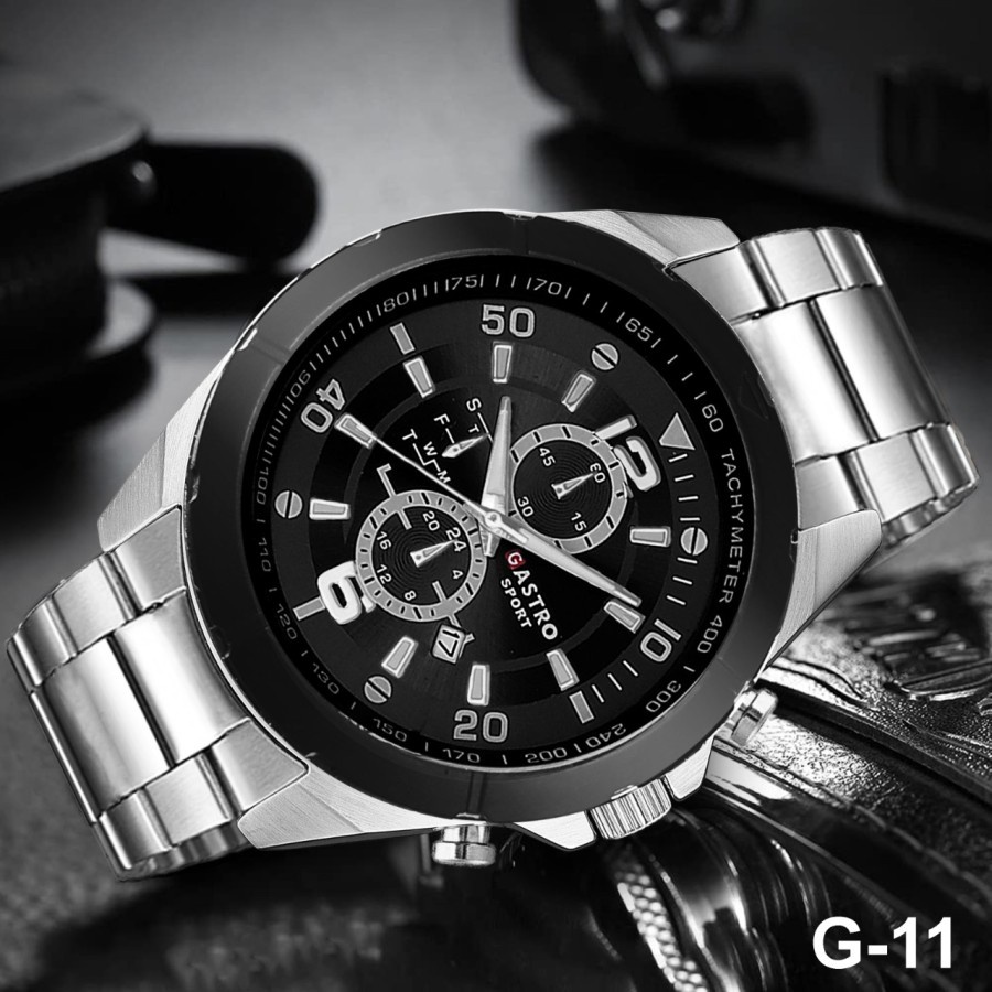 Jam Tangan Watch Pria Tahan Air Gastro Sport Tali Rantai Stainless Tanggal Original Silver DW88