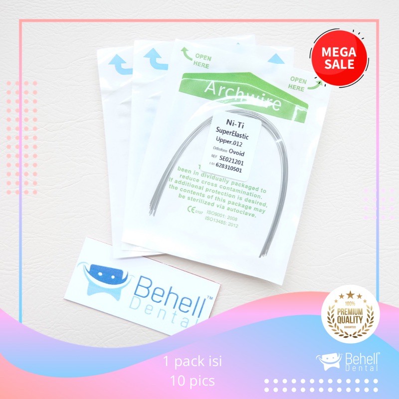 ORIGINAL 1 Pack Isi 10 Pics KAWAT NITI BEHEL PERMANEN ORI - Super Elastis Arcwire Dental Ortho Wire Braces Bracket Gigi 012 0.12 014 0.14 016 0.16 018 0.18 Upper Lower Atas Bawah - BEHELDENTAL