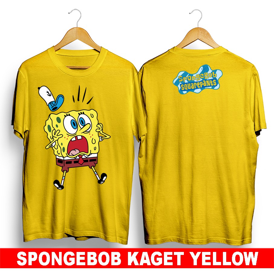 Baju kaos distro terbaru anime kartun Spongebob kaget lucu keren pria wanita muda dewasa anak murah